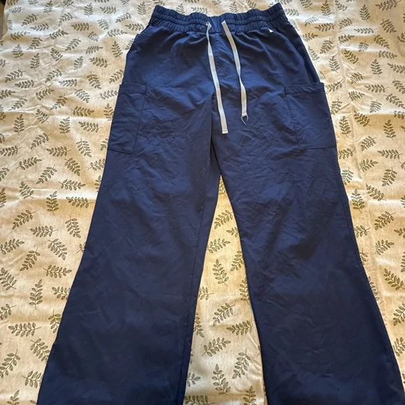 Navy Blue Resurge High Waisted Wide Leg Scrub Pants - Picture 1 of 4
